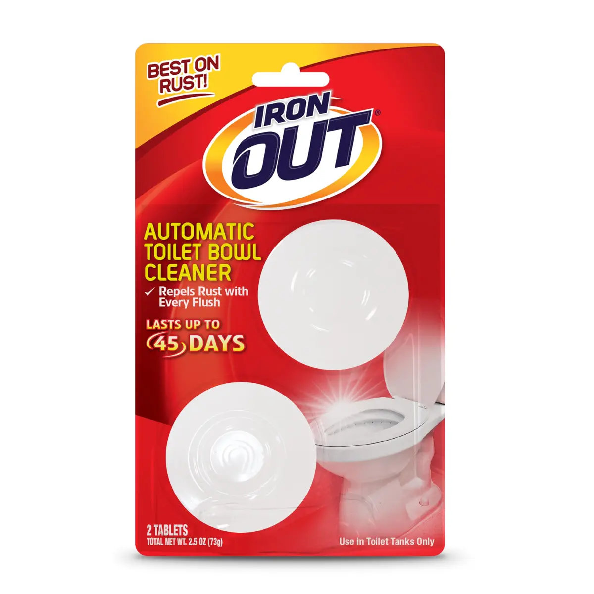 Iron OUT Rust Stain Remover Automatic Toilet Bowl Cleaner Tablets 2 Count | Prevents Rust & Hard Water Stains for 45 Days - main product image