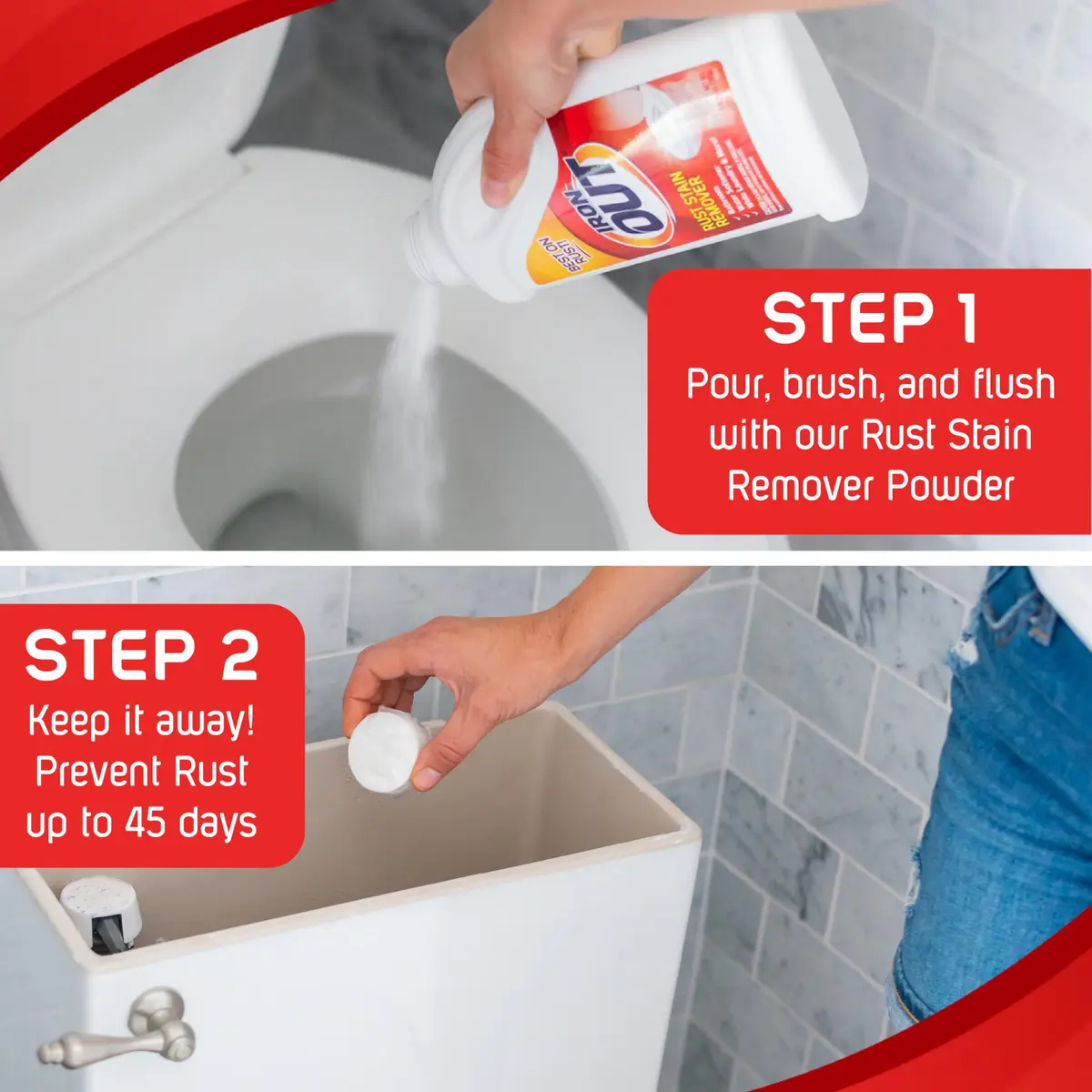 Iron OUT Rust Stain Remover Automatic Toilet Bowl Cleaner Tablets 2 Count | Prevents Rust & Hard Water Stains for 45 Days - view 4
