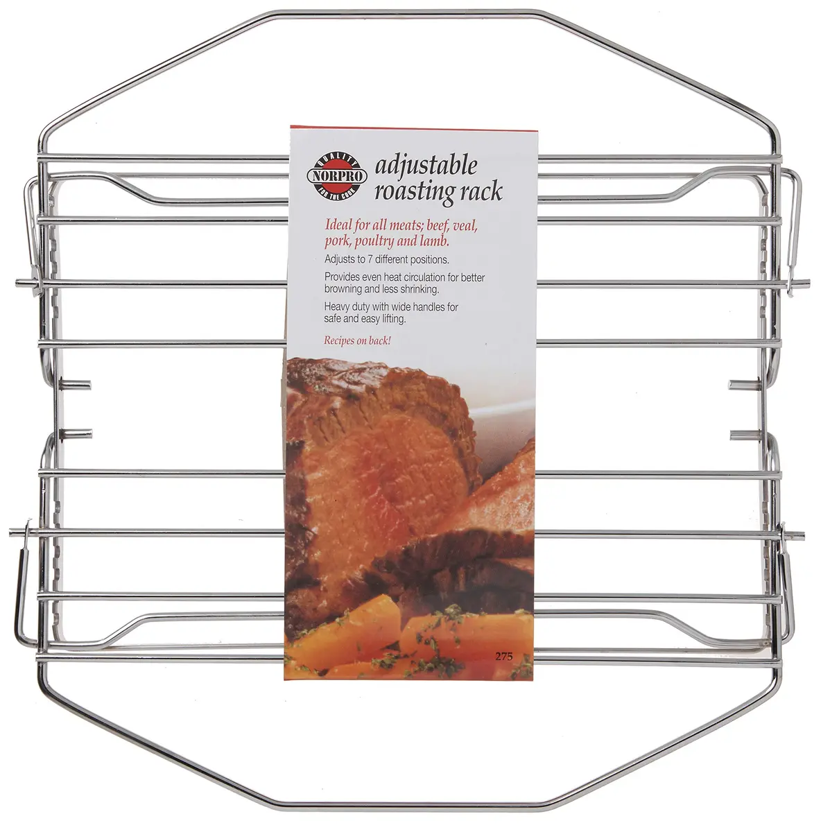 Norpro 275 Adjustable Roast Rack Nickel-plated 11 inches | Folds flat for compact storage - view 2