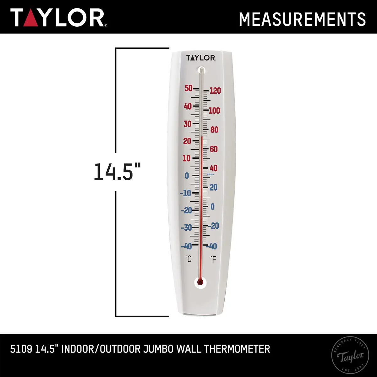 Taylor Jumbo Indoor Outdoor Thermometer 14.5-inch | Easy-to-Read Temperature Gauge for Home and Garden - view 2