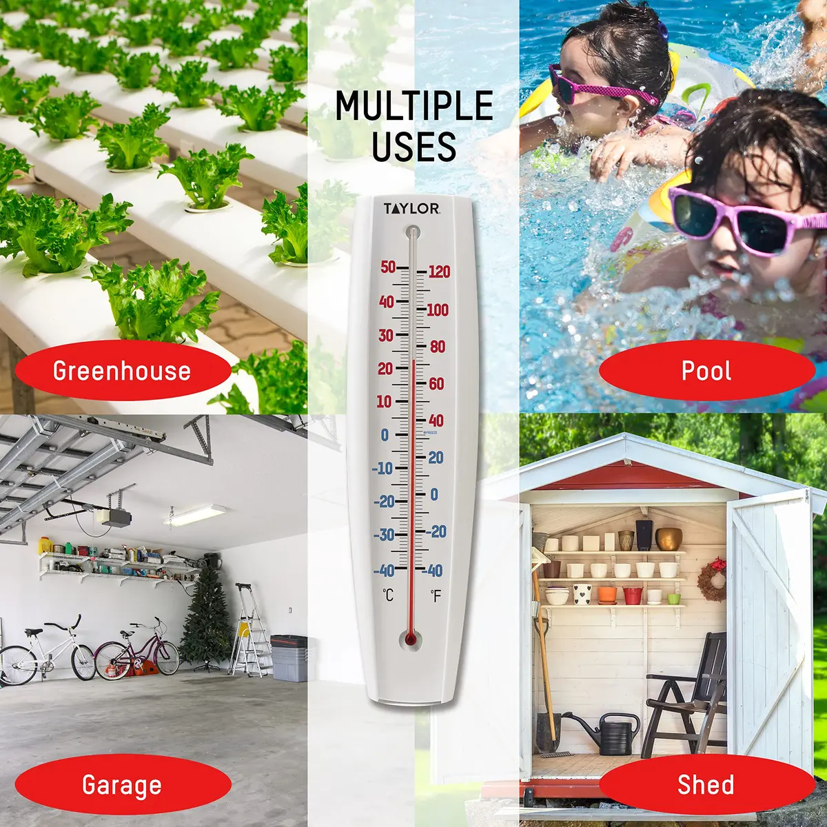 Taylor Jumbo Indoor Outdoor Thermometer 14.5-inch | Easy-to-Read Temperature Gauge for Home and Garden - view 4