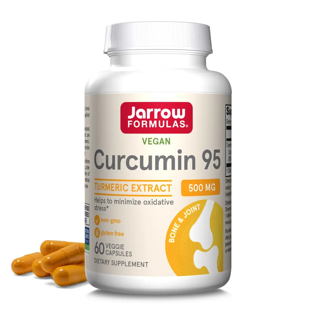Jarrow Formulas Curcumin 95 Supplement Turmeric Extract 60 Capsules | Standardized to 95% Curcuminoids - main product image