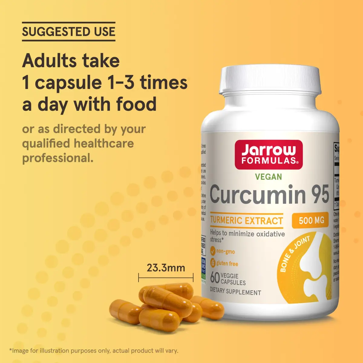 Jarrow Formulas Curcumin 95 Supplement Turmeric Extract 60 Capsules | Standardized to 95% Curcuminoids - view 7