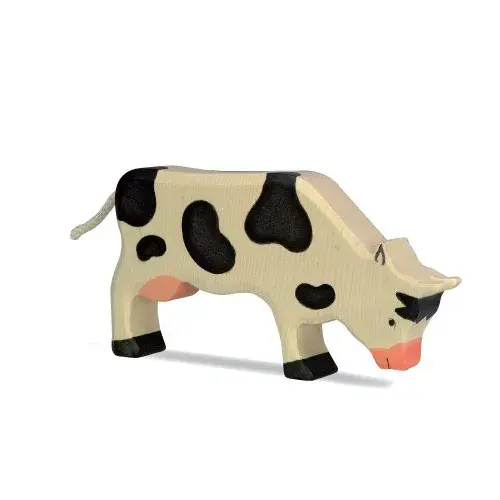 Holztiger Black Cow Toy Figure 16.4cm (6.5in) | Non-Toxic Hardwood for Ages 3+ - main product image