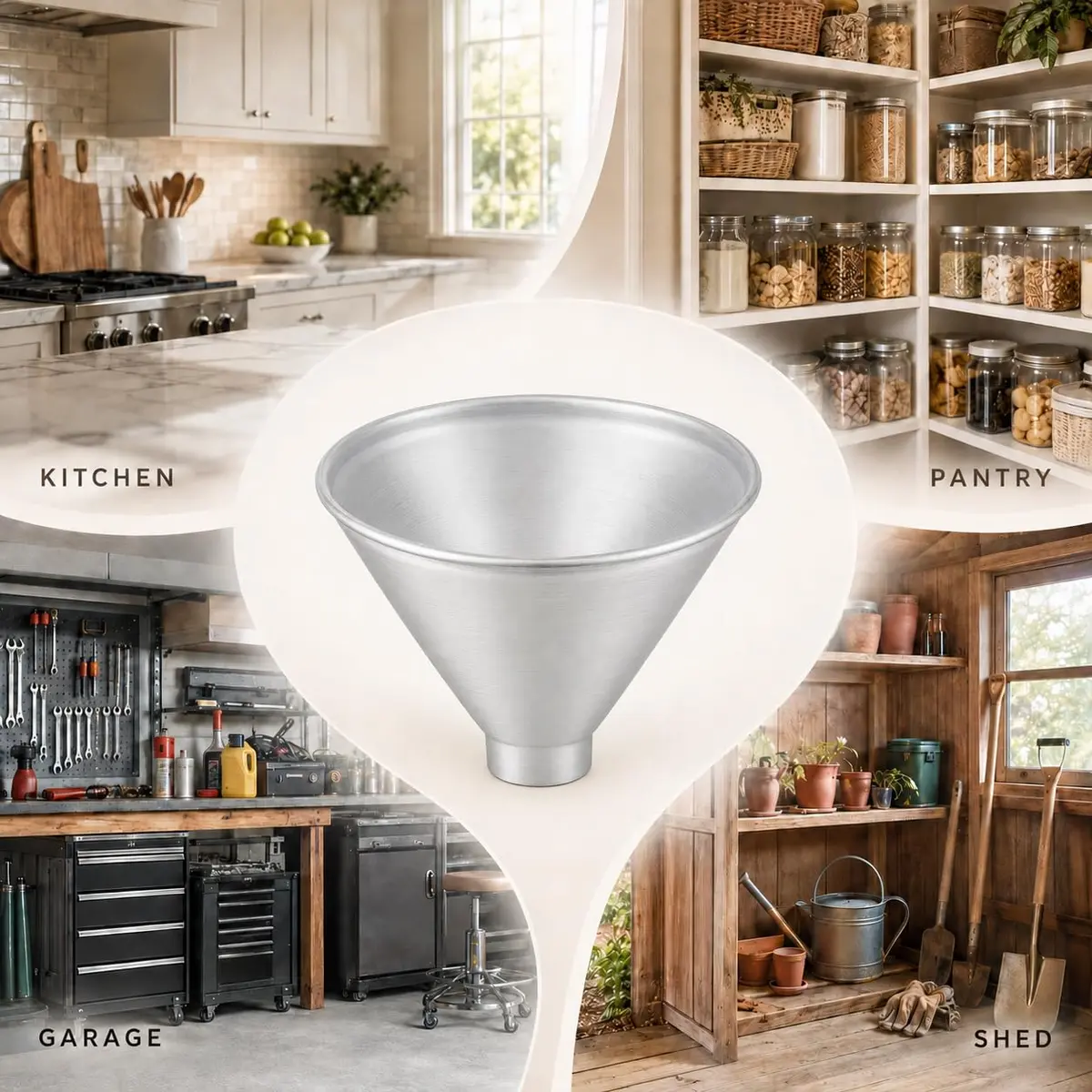 HIC Kitchen Wide-Mouth Aluminum Funnel for Liquids & Dry Goods, 8-Ounce | Durable, Lightweight & Rust-Free - view 5