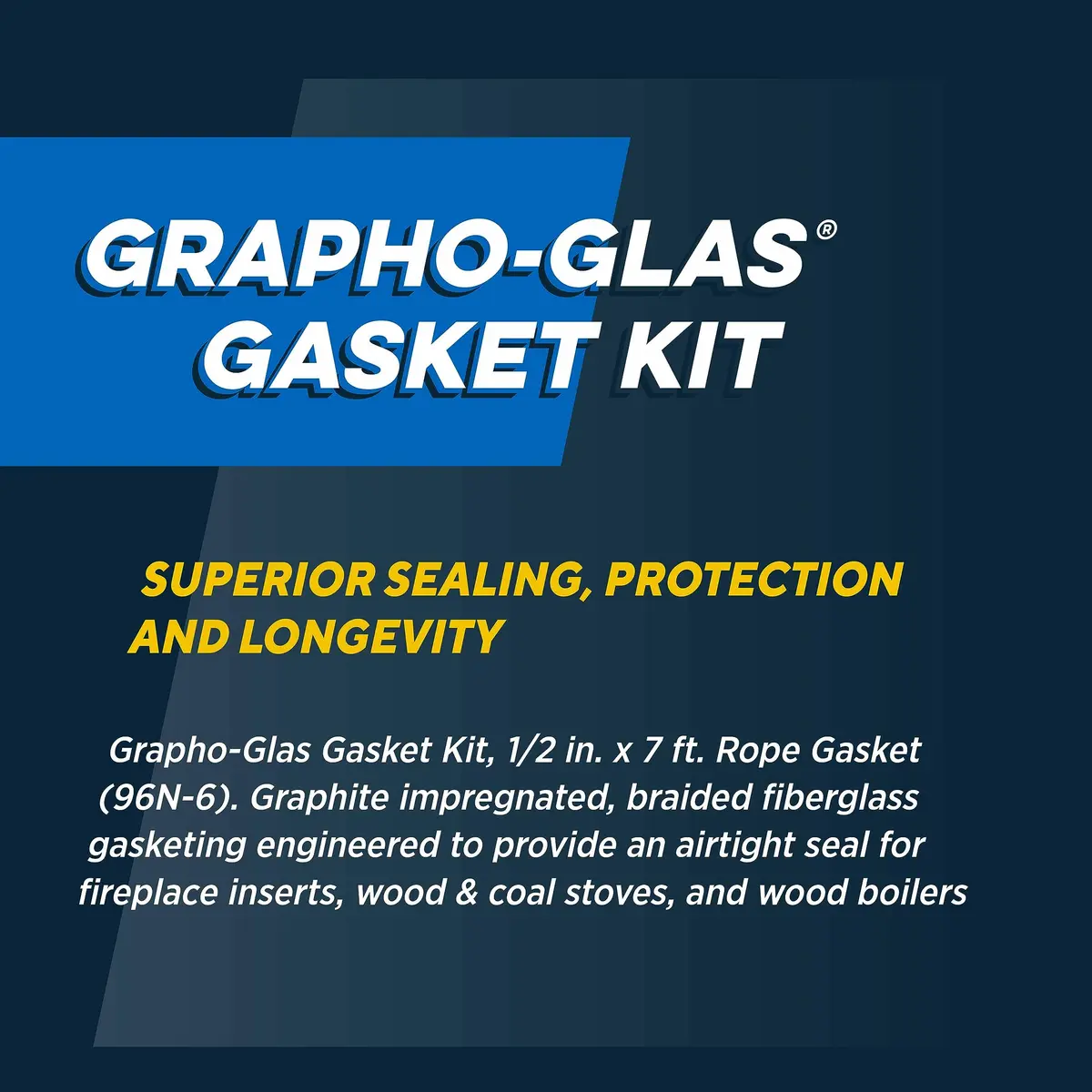 Rutland 96N-6 Grapho-Glas Rope Gasket Replacement Kit, 1/2-Inch by 7-Feet | Long-lasting stove gasket - view 3