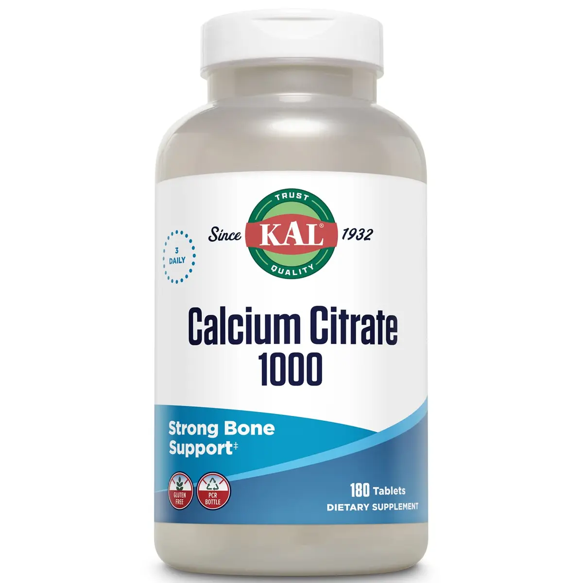 KAL Calcium Citrate 1000mg Mineral Supplement Tablets 180 Count | Bone Health Support - main product image