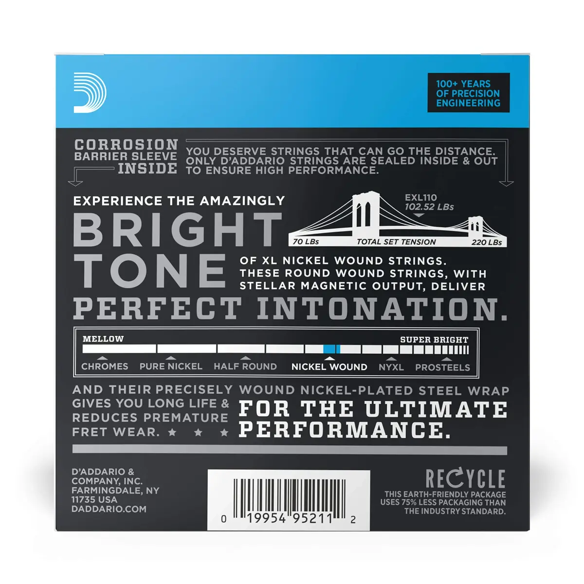 D'Addario XL Nickel EXL110-10P Electric Guitar Strings, Regular Light 10-46 Gauge, 10 Sets - view 2