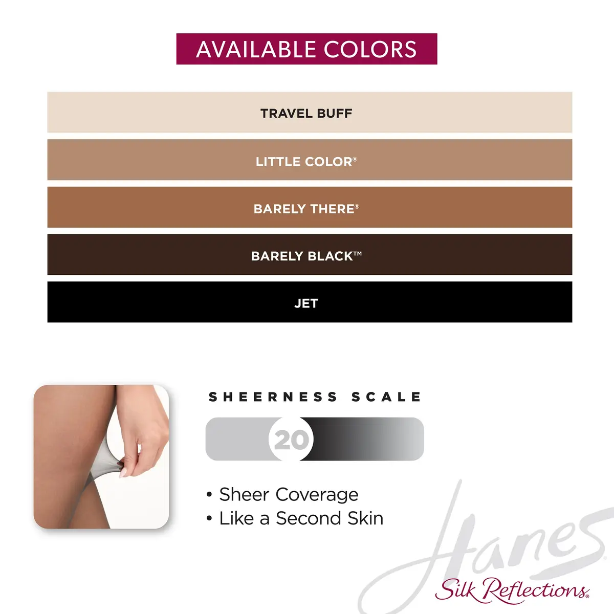 Hanes Silk Reflections Lace-Top Sheer Toe Thigh-High Stockings Size AB | Luxurious Sheer Lace & Moisture-Wicking Comfort - view 5