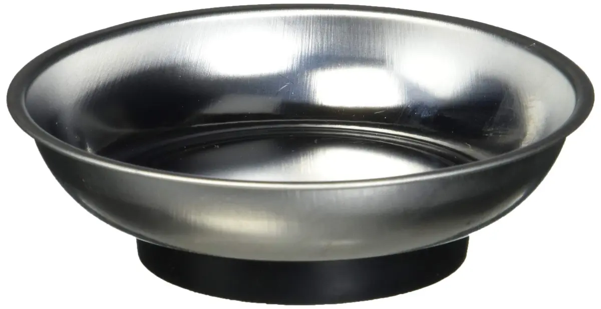 Titan 11061 Mini Magnetic Parts Tray | 4-1/4" Stainless Steel Dish, Magnetic Base, Perfect for Small Parts & Hardware - main product image