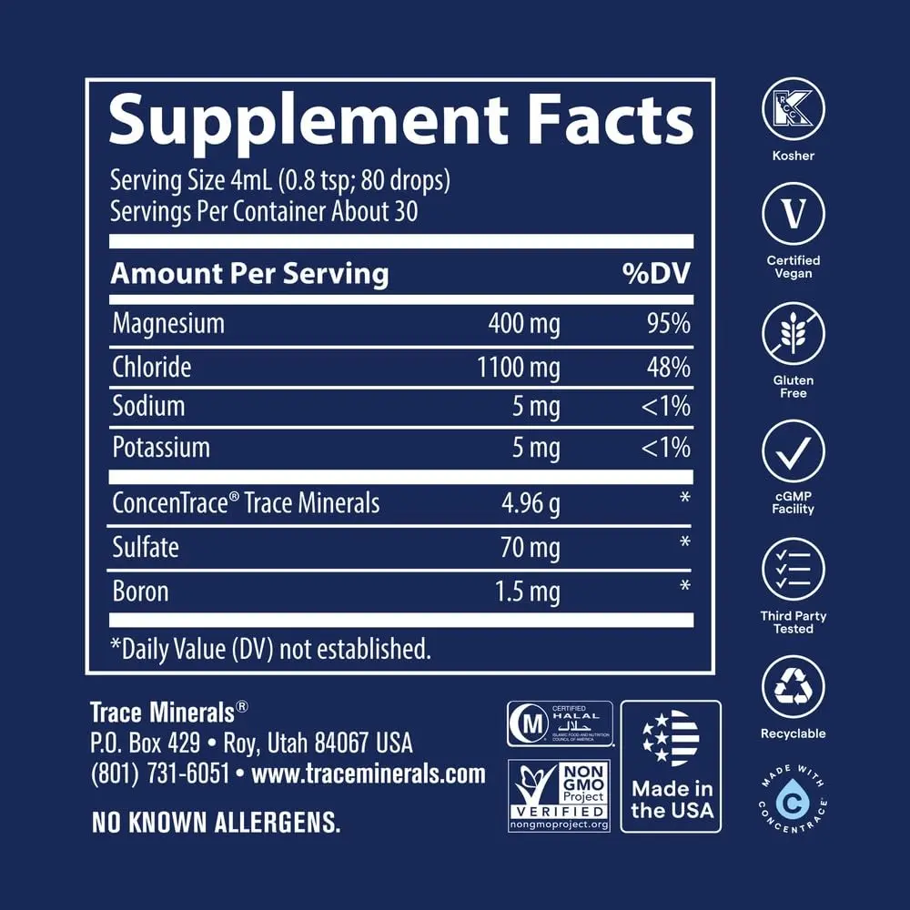 Trace Minerals Mega-Mag Ionic Magnesium Liquid Drops Supplement, 4 Fl Oz | High Bioavailability & Potassium Enriched - view 3