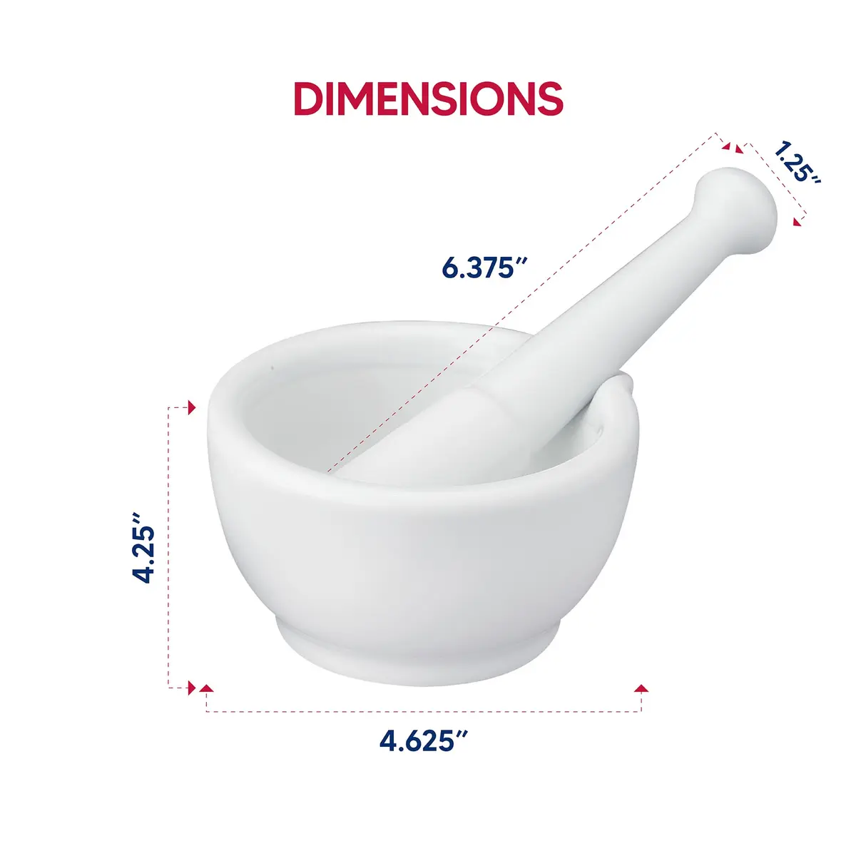 HIC Kitchen Mortar with Pour Spout and Pestle, Fine Porcelain, 4.25-Inch | Effortless spice & herb grinding - view 9