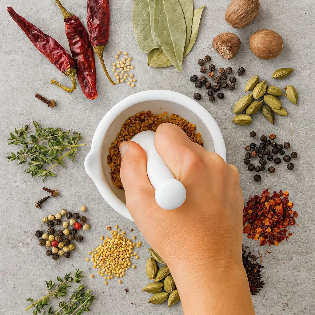 HIC Kitchen Mortar with Pour Spout and Pestle, Fine Porcelain, 4.25-Inch | Effortless spice & herb grinding - view 4