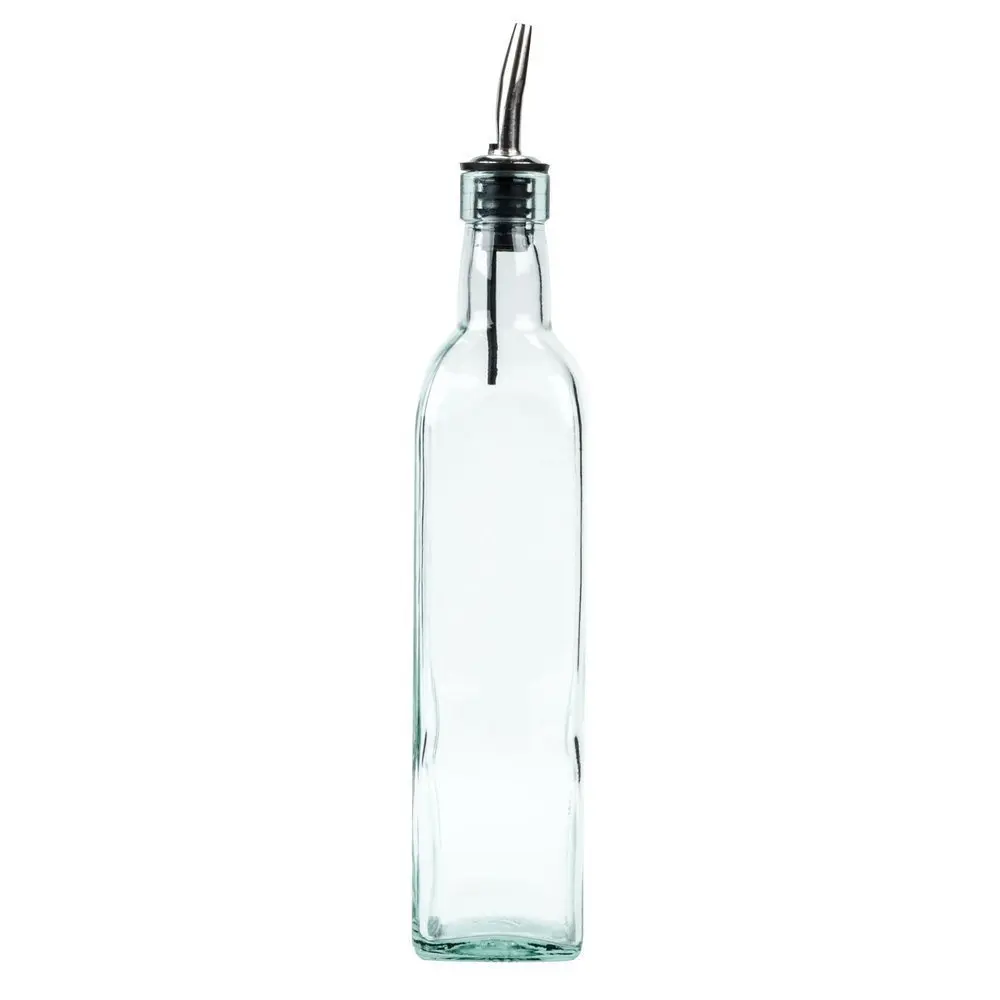Tablecraft Glass Oil & Vinegar Cruet 8.5oz | Green Tint, Stainless Spout, Italy - main product image