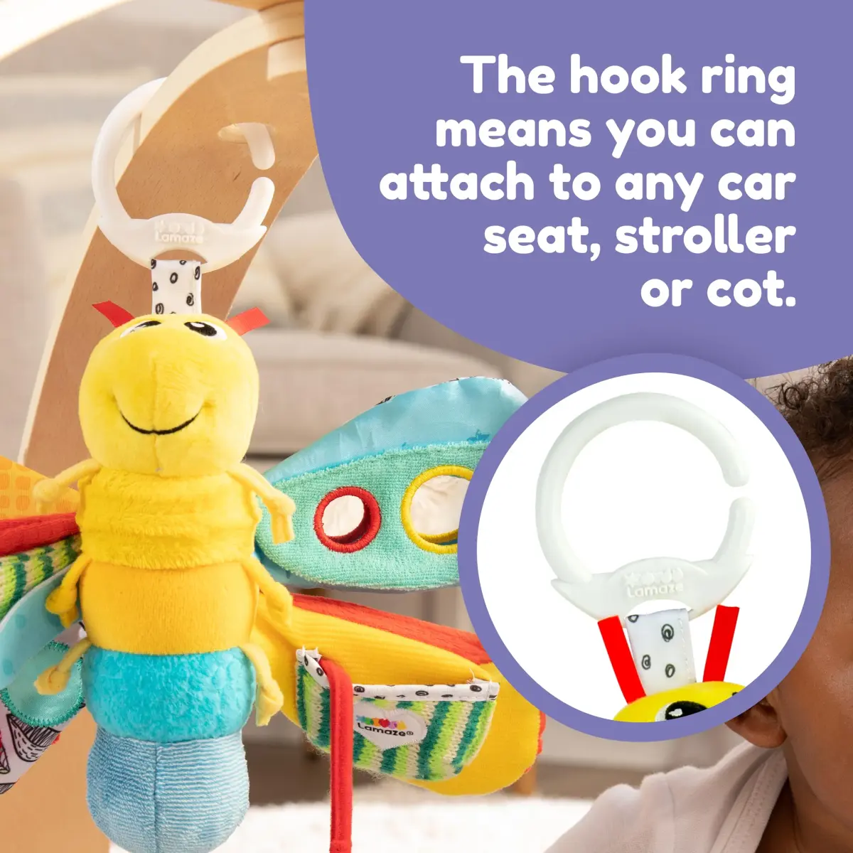 Lamaze Freddie the Firefly Clip-On Stroller Toy | Sensory Crinkle & Teether for Babies 0+ Months - view 5