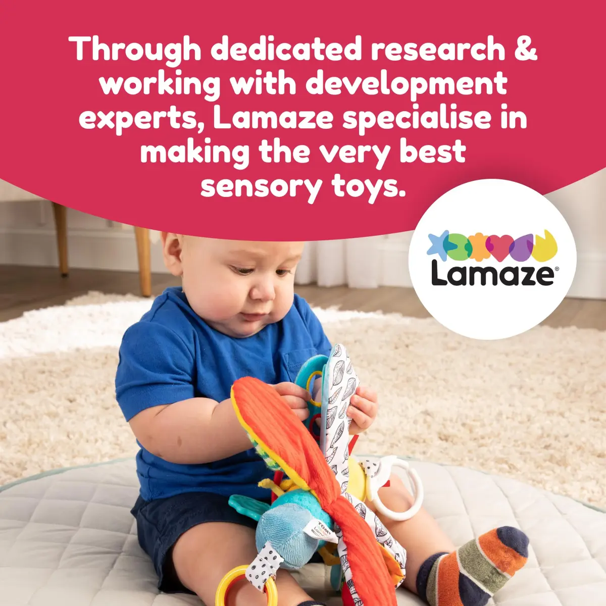 Lamaze Freddie the Firefly Clip-On Stroller Toy | Sensory Crinkle & Teether for Babies 0+ Months - view 7