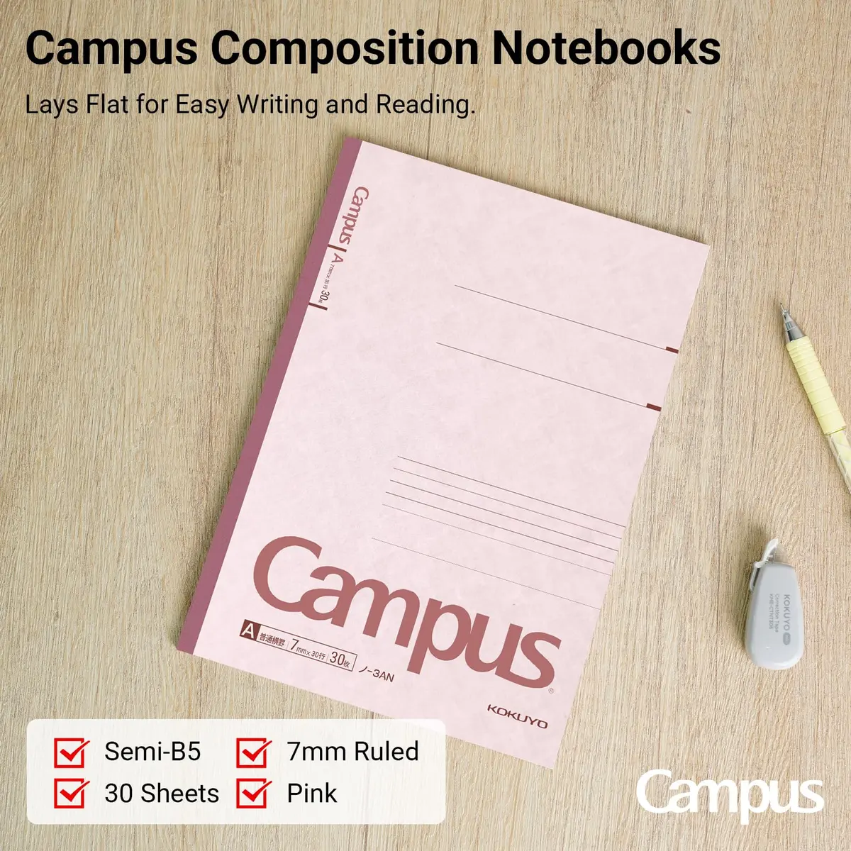 KOKUYO Composition Notebooks 10 Pack | 7mm Ruled Semi-B5 Pink for Students & Office - view 4