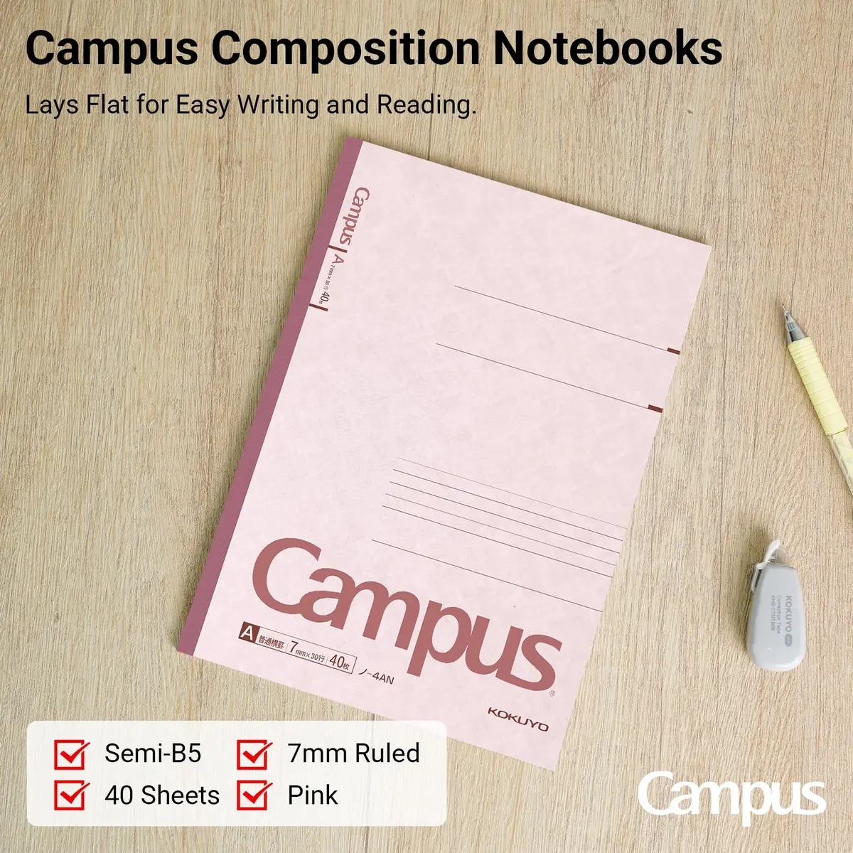 KOKUYO B5 Composition Notebooks 5 Pack | Ruled Campus Comp Book with 7mm Lines - view 5