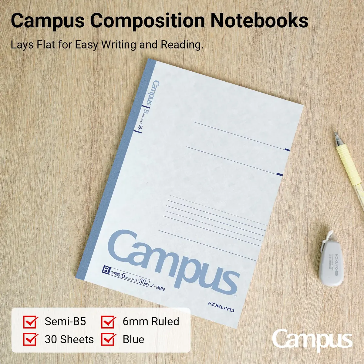 KOKUYO B5 Composition Notebooks, 10 Pack Campus Comp Book with 6mm Ruled | Japan Import, 30 Sheets, Blue - view 6