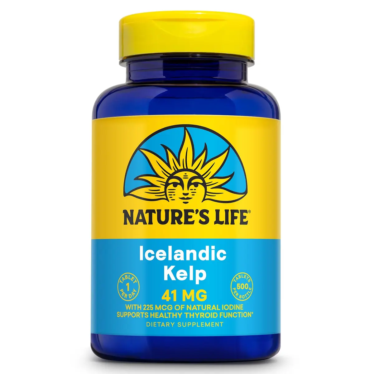 Nature's Life Icelandic Kelp 41 mg | Iodine Tablets for Thyroid Support, 500 Servings (225 mcg Iodine) (70-120c) - main product image