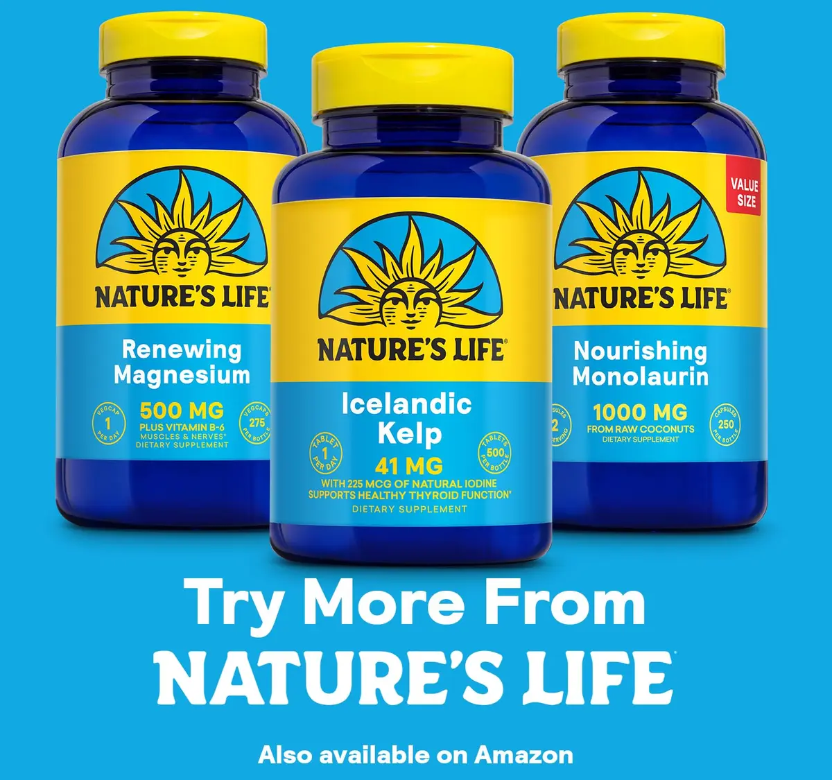 Nature's Life Icelandic Kelp 41 mg | Iodine Tablets for Thyroid Support, 500 Servings (225 mcg Iodine) (70-120c) - view 6