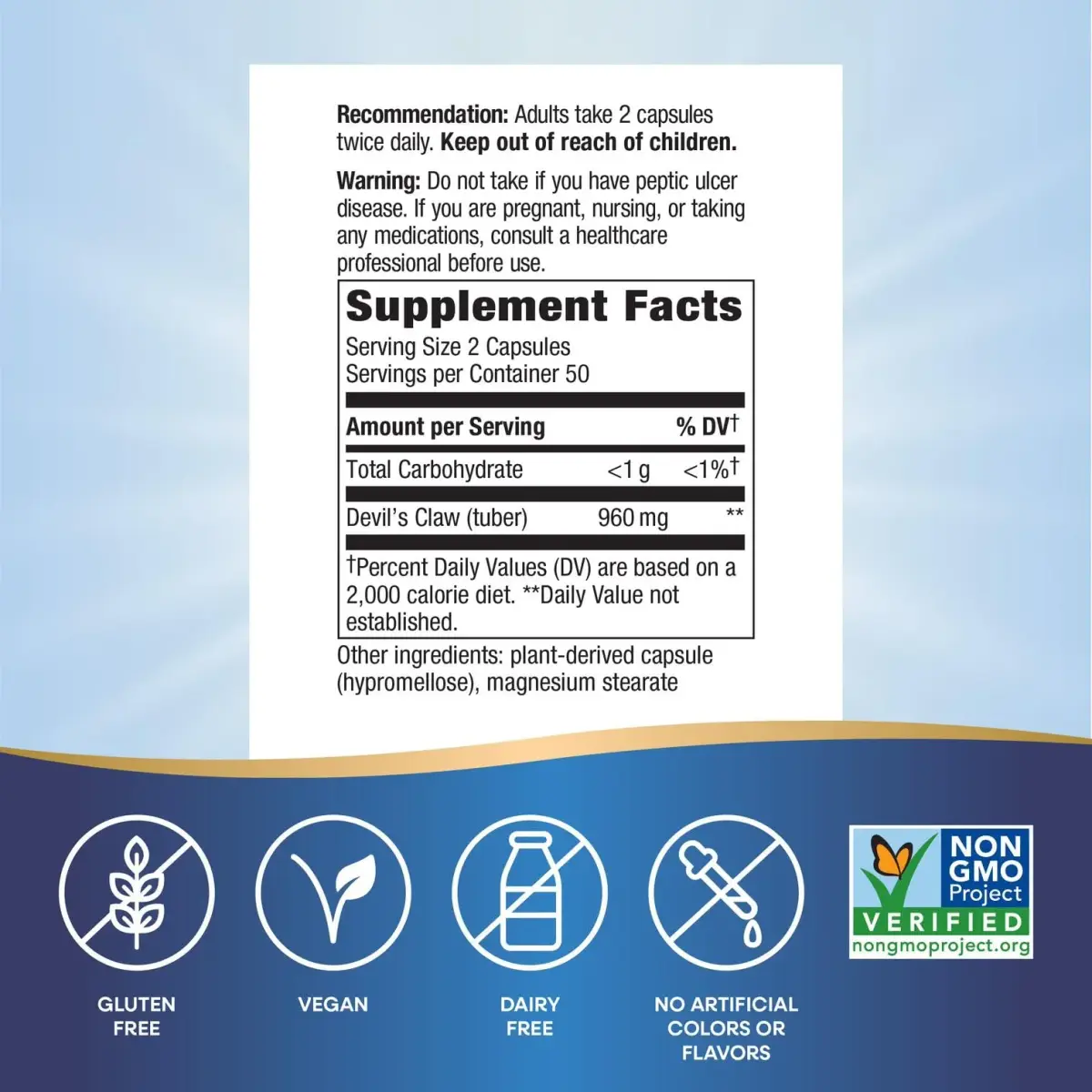 Nature's Way Devil's Claw Root Herbal Supplement 960 mg (100 Vegan Capsules) | Traditional Joint Support - view 5
