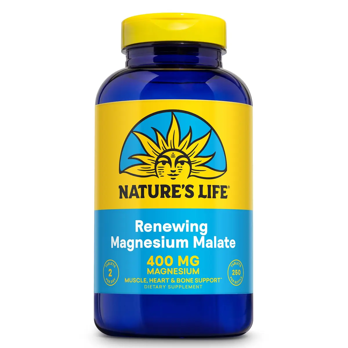 Nature's Life Magnesium Malate 400 mg | Supports Bones, Muscles & Heart (110c) - main product image