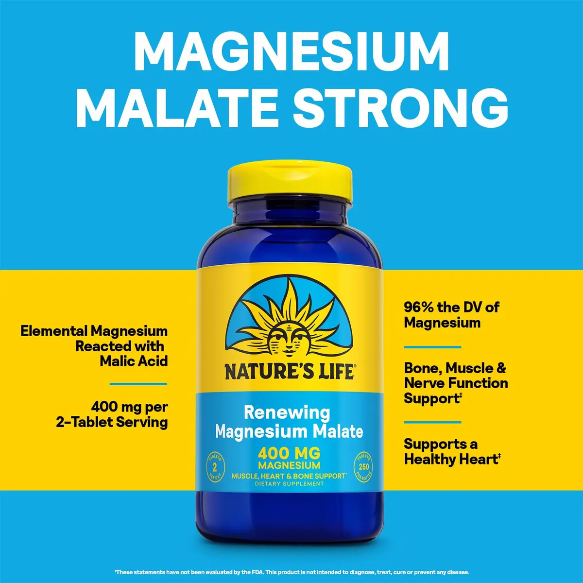 Nature's Life Magnesium Malate 400 mg | Supports Bones, Muscles & Heart (110c) - view 4