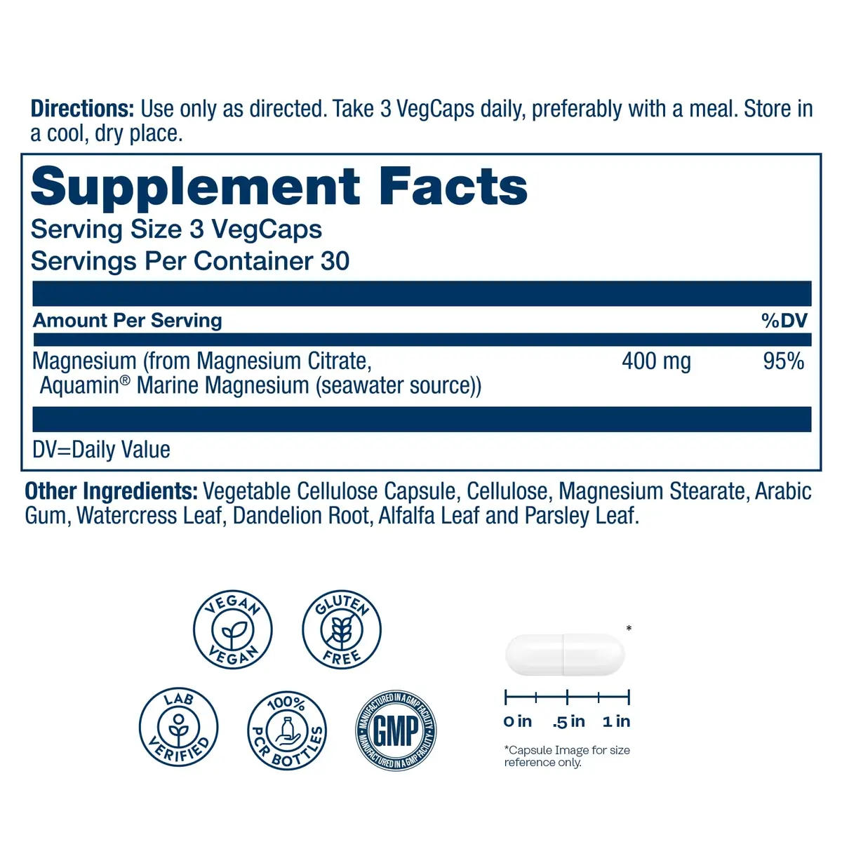 Solaray Magnesium Citrate 400mg | Vegan Mineral Supplement for Bone & Muscle Support - view 2