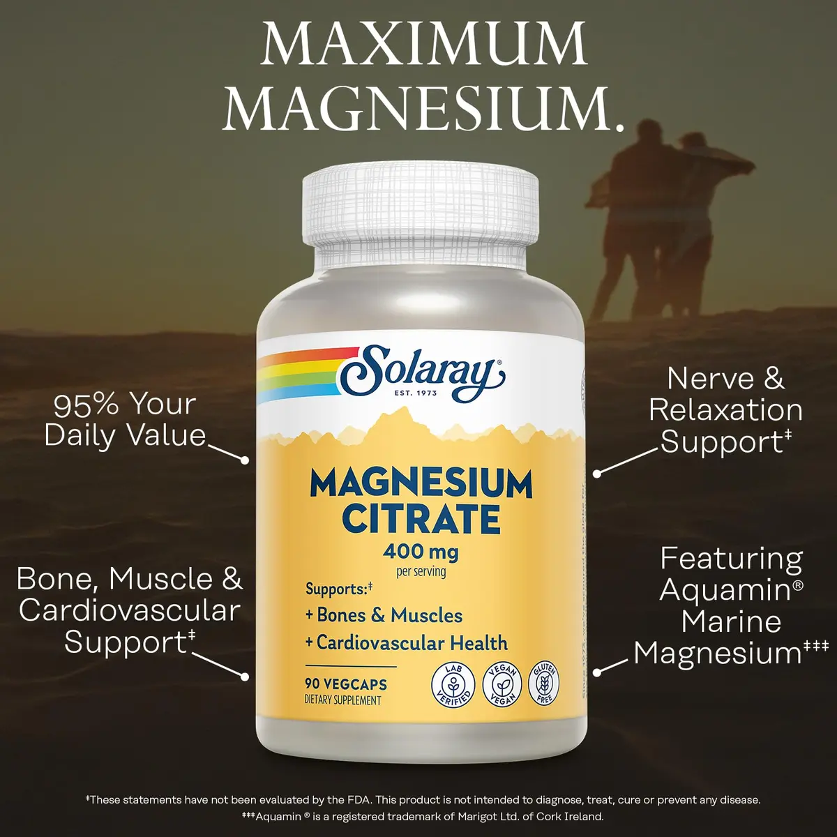 Solaray Magnesium Citrate 400mg | Vegan Mineral Supplement for Bone & Muscle Support - view 3