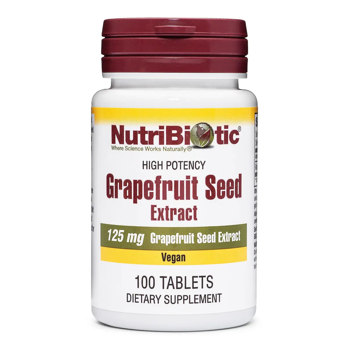 NutriBiotic Grapefruit Seed Extract Tablets 125mg | Vegan, Gluten Free, Non-GMO | 100 Count | Premium Grade GSE with Bioflavonoids - main product image