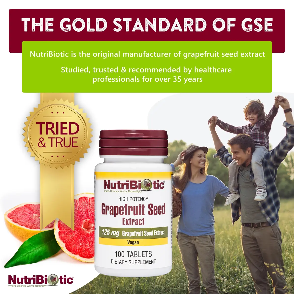 NutriBiotic Grapefruit Seed Extract Tablets 125mg | Vegan, Gluten Free, Non-GMO | 100 Count | Premium Grade GSE with Bioflavonoids - view 2