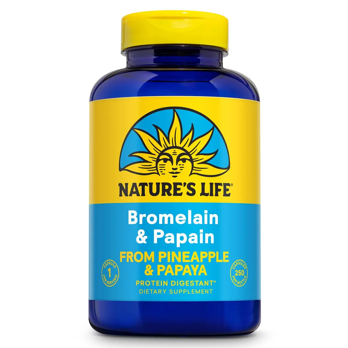 Nature's Life Bromelain & Papain Proteolytic Enzyme Supplement 250 Capsules | Digestive Support with Plant-Based Enzymes - main product image