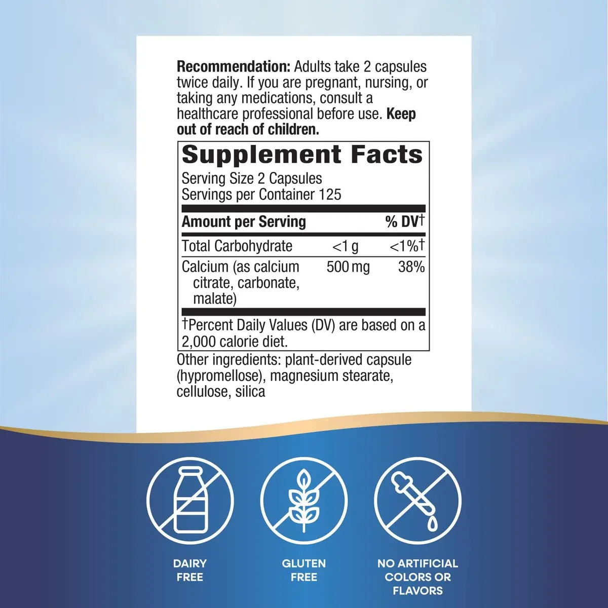 Nature's Way Calcium Citrate, Carbonate & Malate 500mg 250 Count (125 Servings) | Supports Healthy Bones & Teeth - view 2