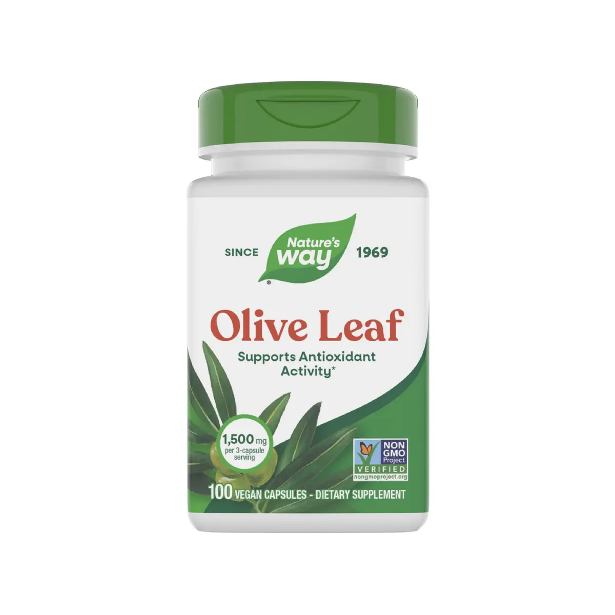 Nature's Way Olive Leaf Herbal Capsules 1500mg | Supports Antioxidant Activity, Vegan, Gluten-Free - main product image