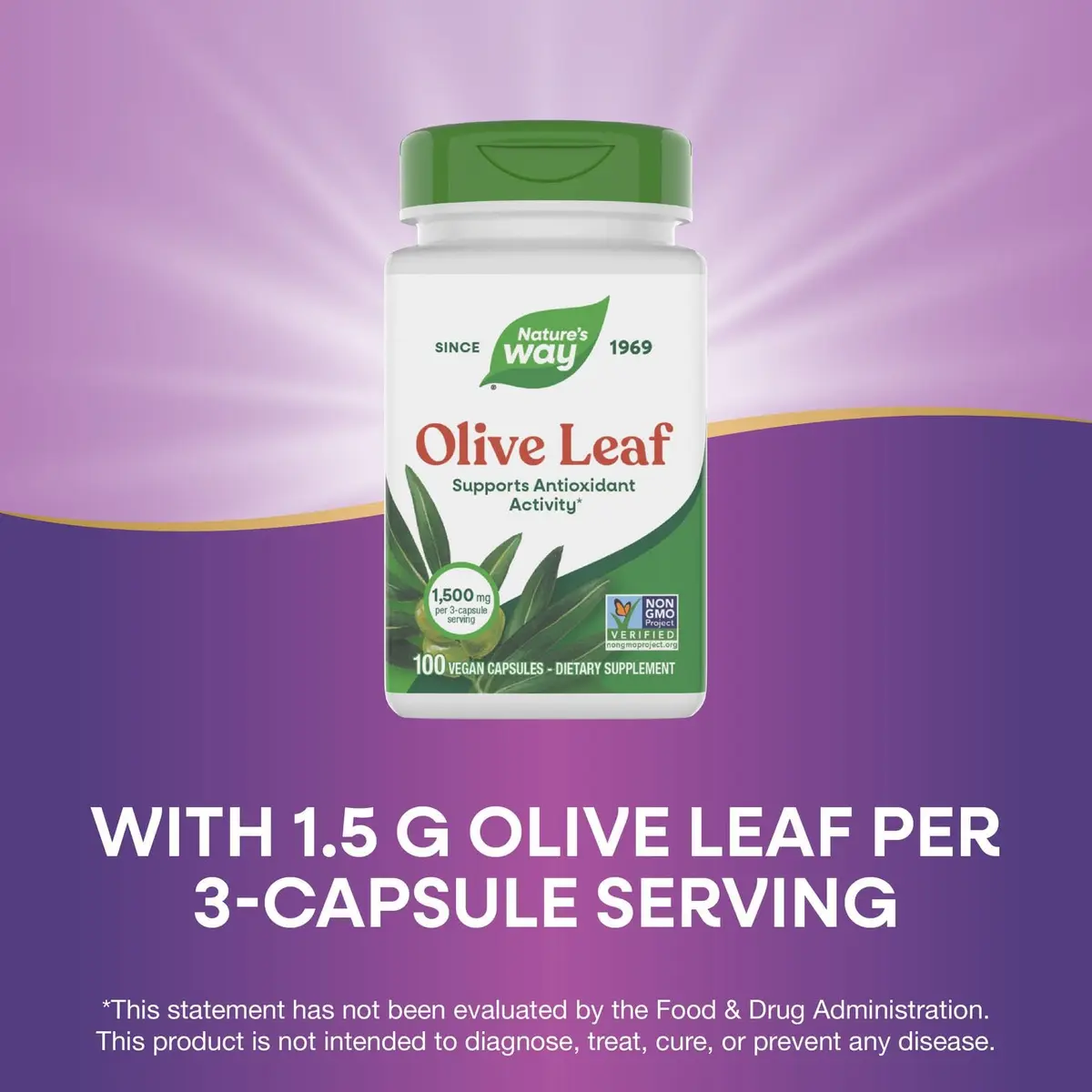 Nature's Way Olive Leaf Herbal Capsules 1500mg | Supports Antioxidant Activity, Vegan, Gluten-Free - view 4
