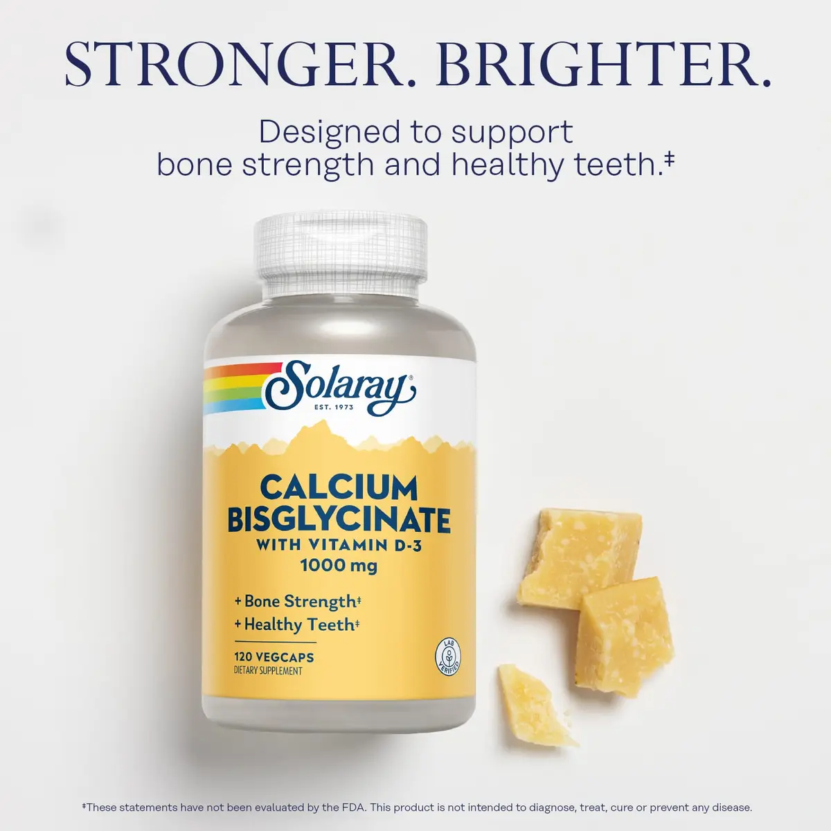 SOLARAY Calcium Bisglycinate Supplement 1000mg 120 Veg Caps | Bone & Teeth Support, Enhanced Absorption - view 3