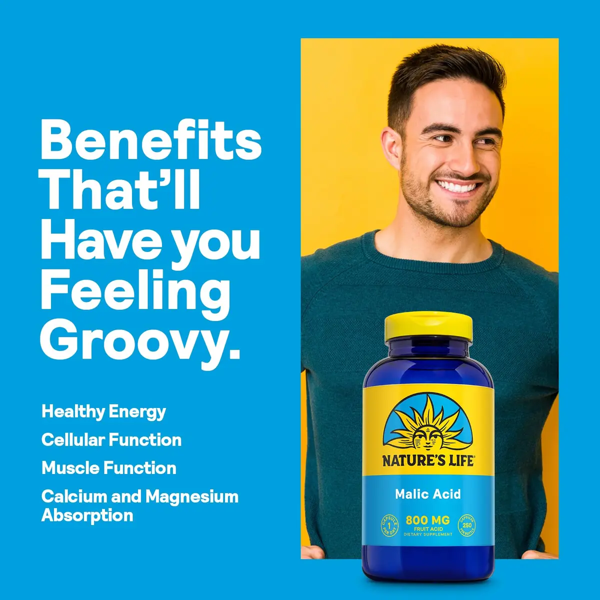 Nature's Life Malic Acid 800 mg | Chelating Agent for Energy & Muscle Comfort | 250 Vegetarian Capsules - view 3