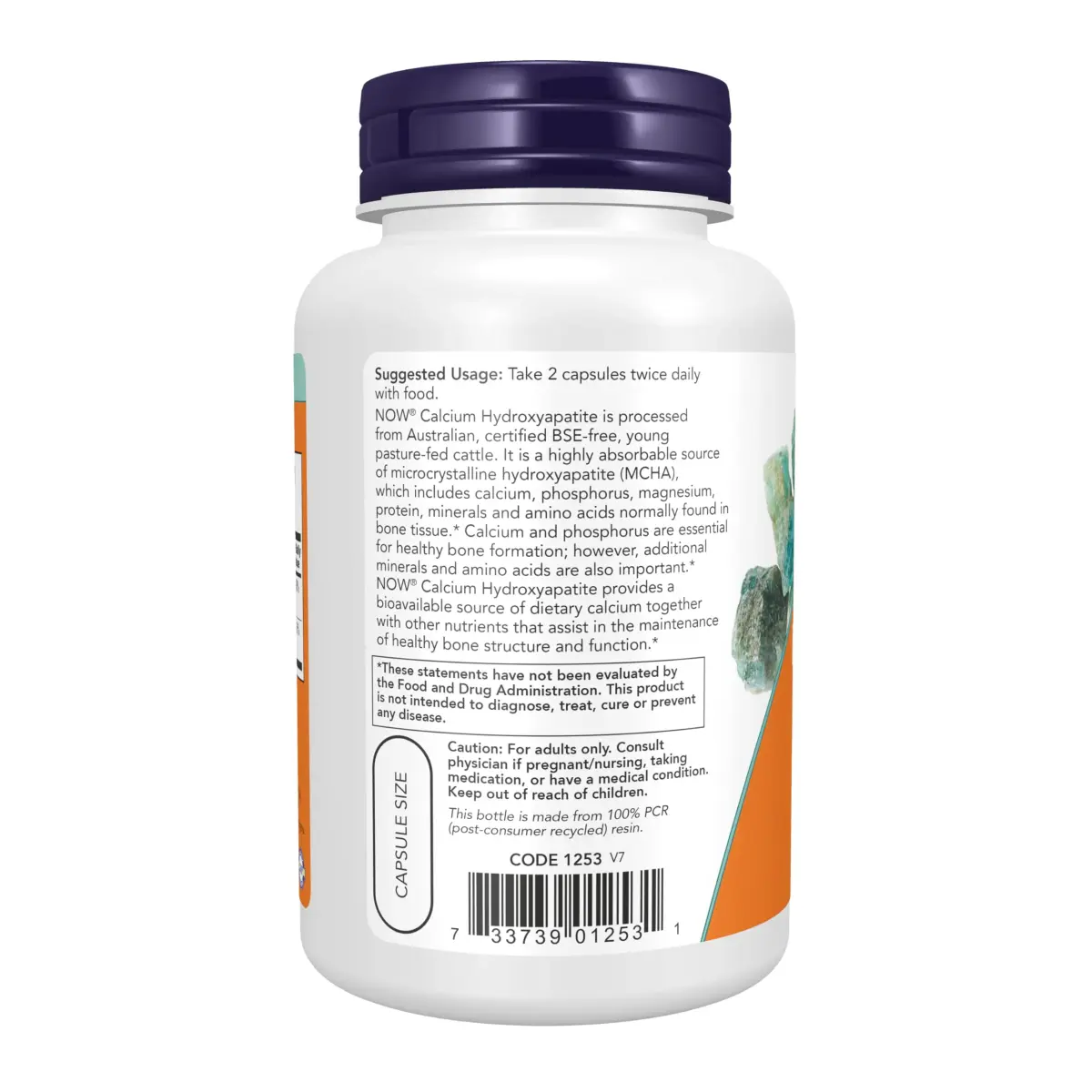 NOW Foods Calcium Hydroxyapatite Caps 120 Count (4.2 oz) | Supports Bone Health - view 3