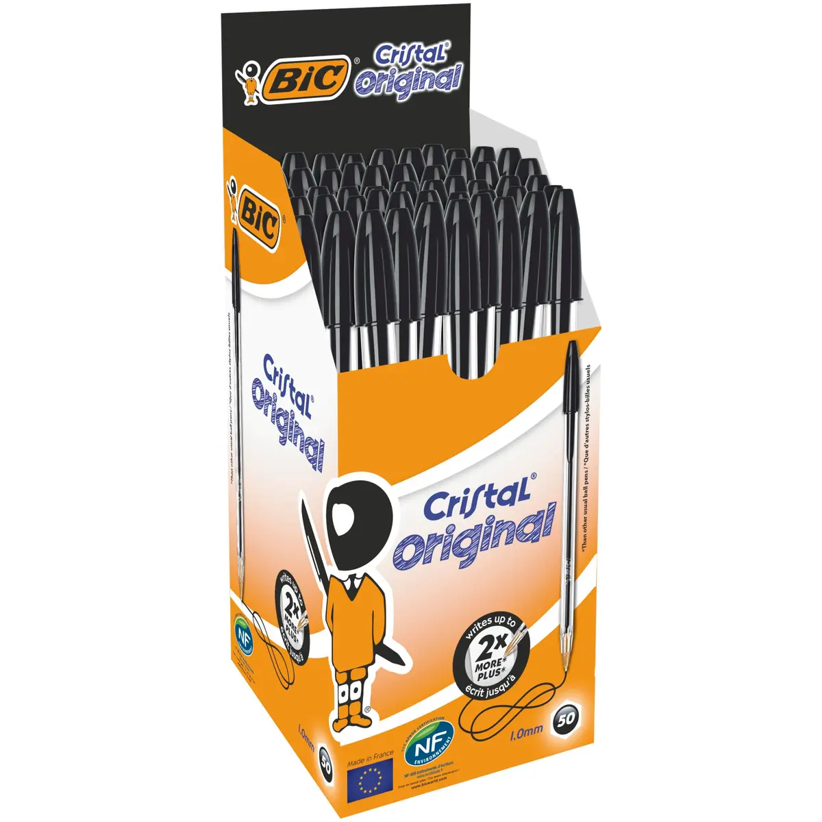 BIC Cristal Original Ballpoint Pens, Medium Point (1.0mm), Pack of 50 | Smooth Ink Flow - main product image