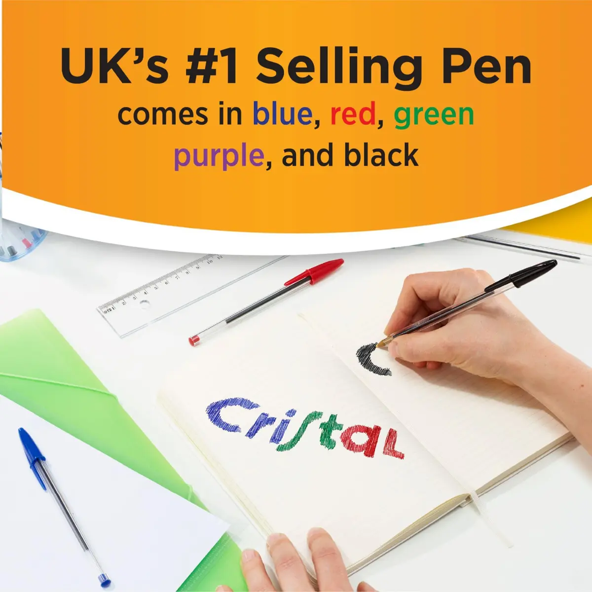 BIC Cristal Original Ballpoint Pens, Medium Point (1.0mm), Pack of 50 | Smooth Ink Flow - view 4