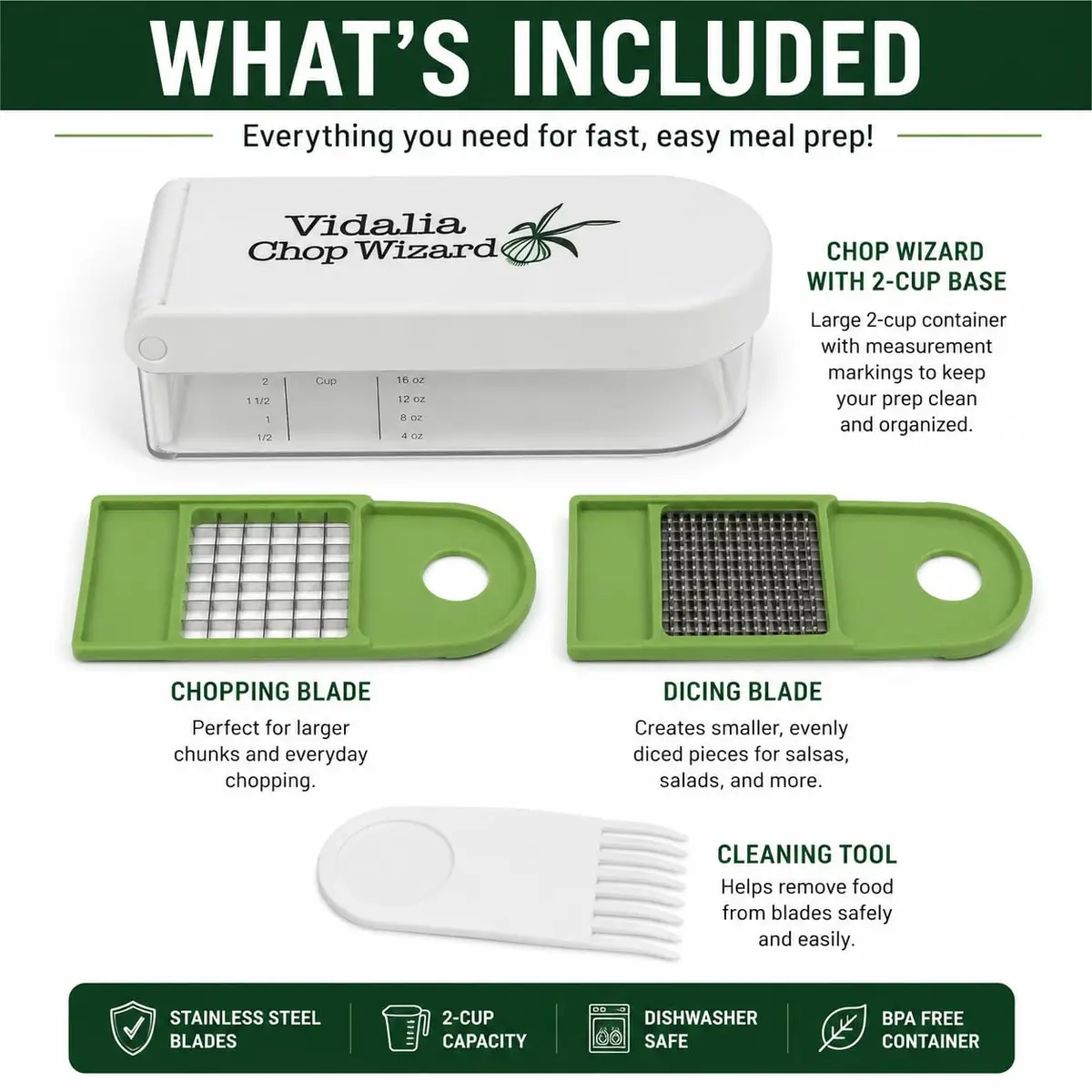 Vidalia Chop Wizard Vegetable Chopper 10.75 x 4.25 x 2.75 inches | Original As Seen On TV Food Dicer - view 2