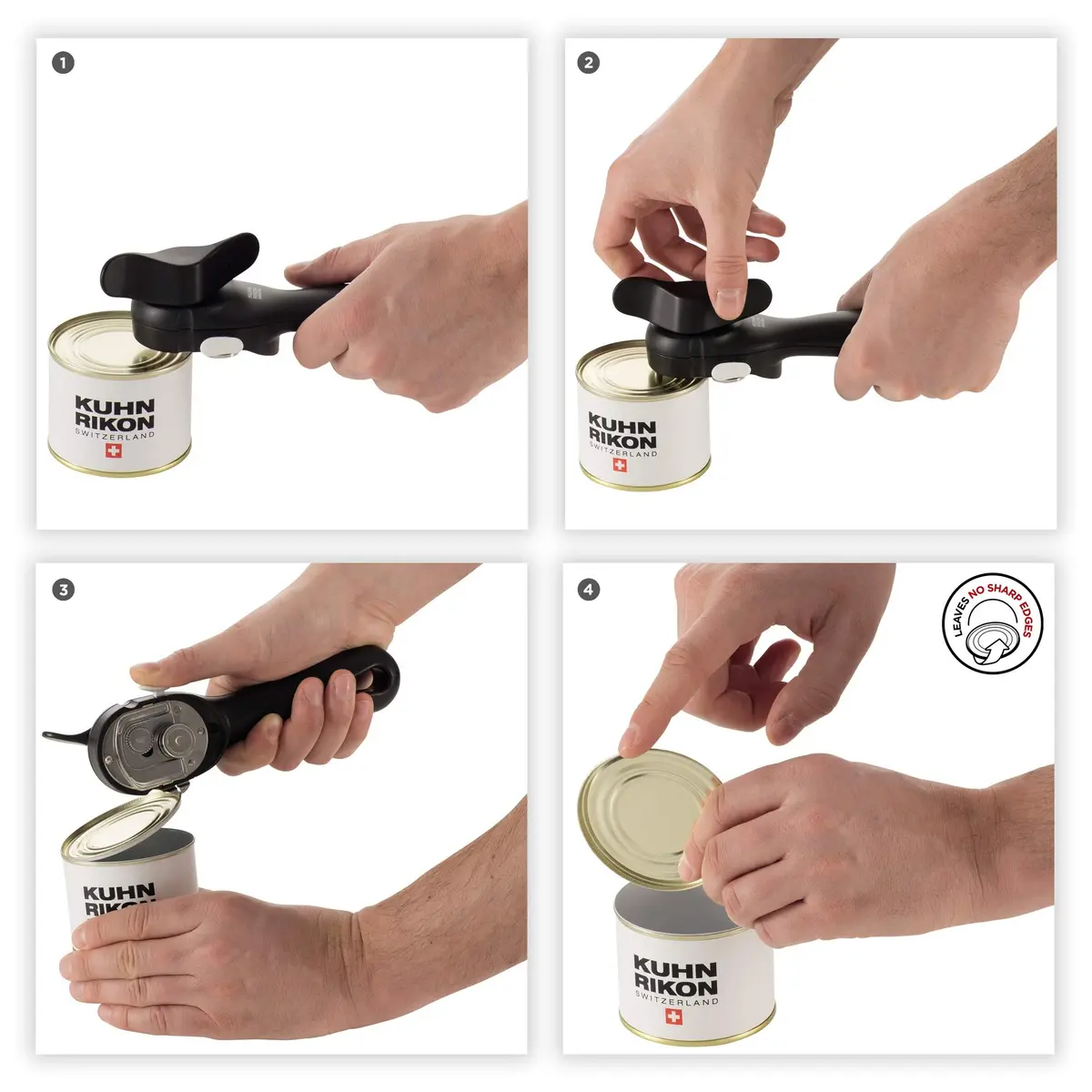 Kuhn Rikon Auto Safety LidLifter Can Opener with Ring Pull, Black 20.5 cm (7.25 x 2.5 x 3.5 inches) | Swiss-Engineered Smooth-Edge Cutting - view 2