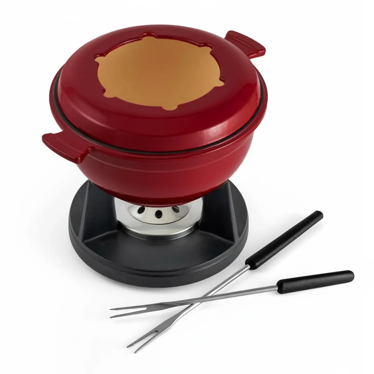 Swissmar Lucerne Cast Iron Fondue Set, 10-Piece, 2 Liter, Red | Versatile, Even Heating & All Heat Source Compatibility - main product image