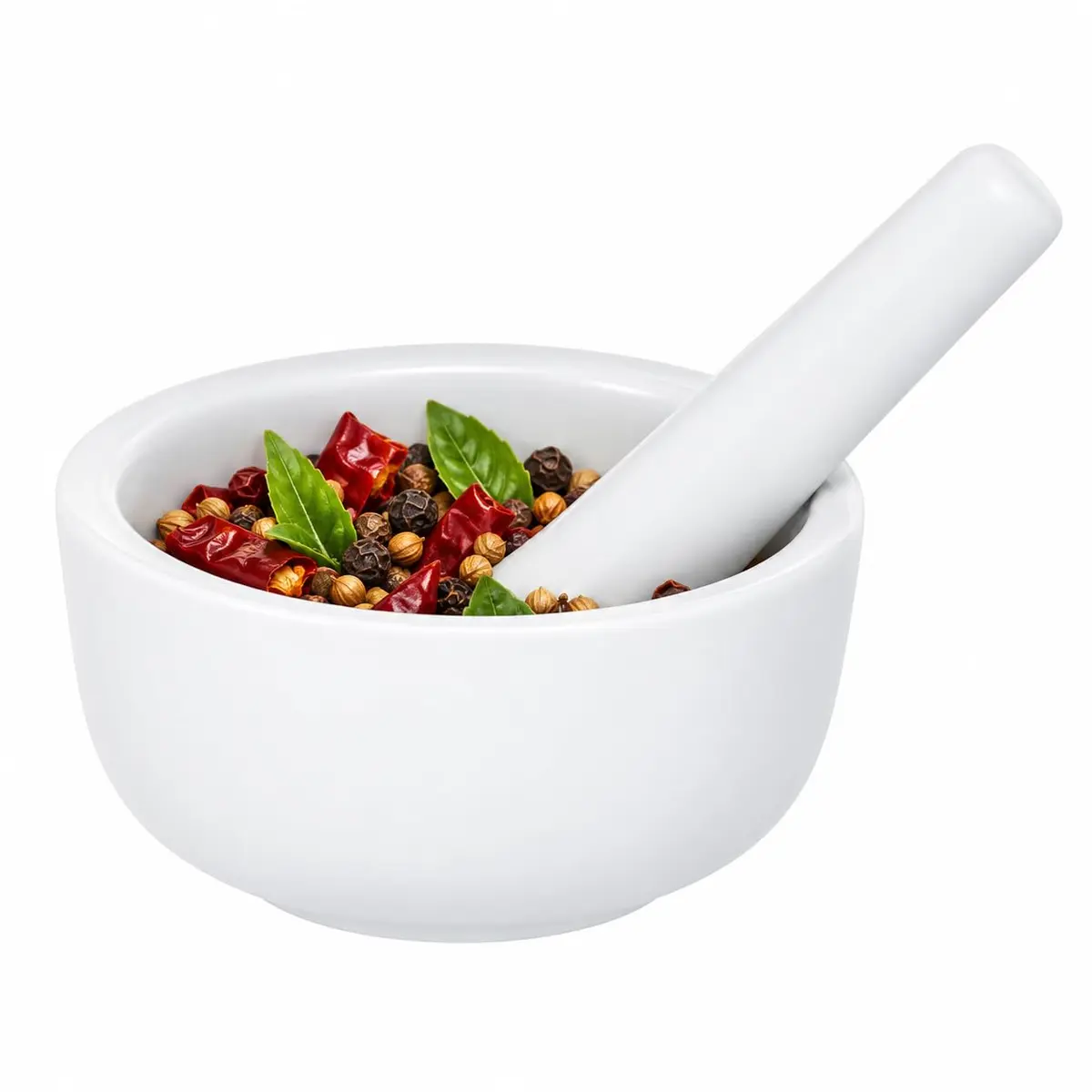 HIC Kitchen Mortar and Pestle Set, 3.5-Inch, Fine Porcelain, Spice Herb Grinder, Pill Crusher - main product image