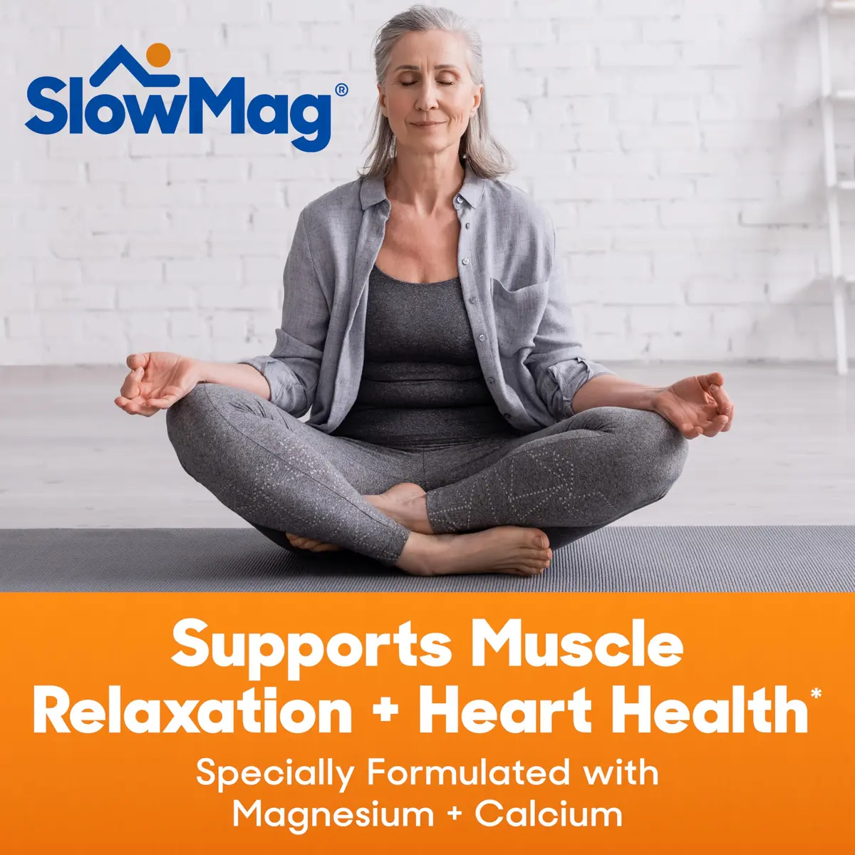 SlowMag Muscle + Heart Magnesium Chloride with Calcium Supplement to Support Muscle Relaxation, Occasional Muscle Cramping & Heart Health, High Absorption, 60 Count - view 3