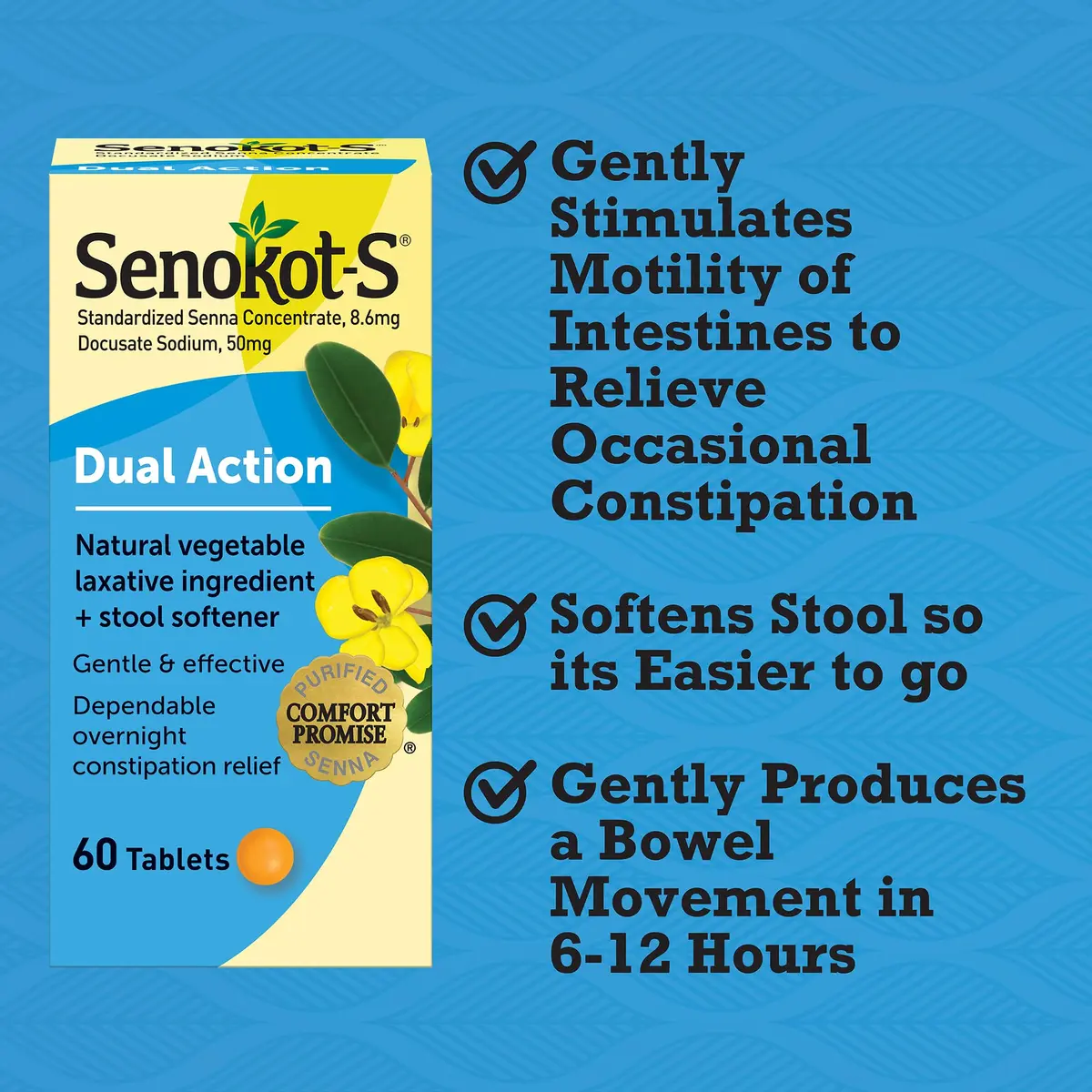 Senokot Stool Softener Tablets 60 Count | Gentle Overnight Relief for Occasional Constipation - view 2