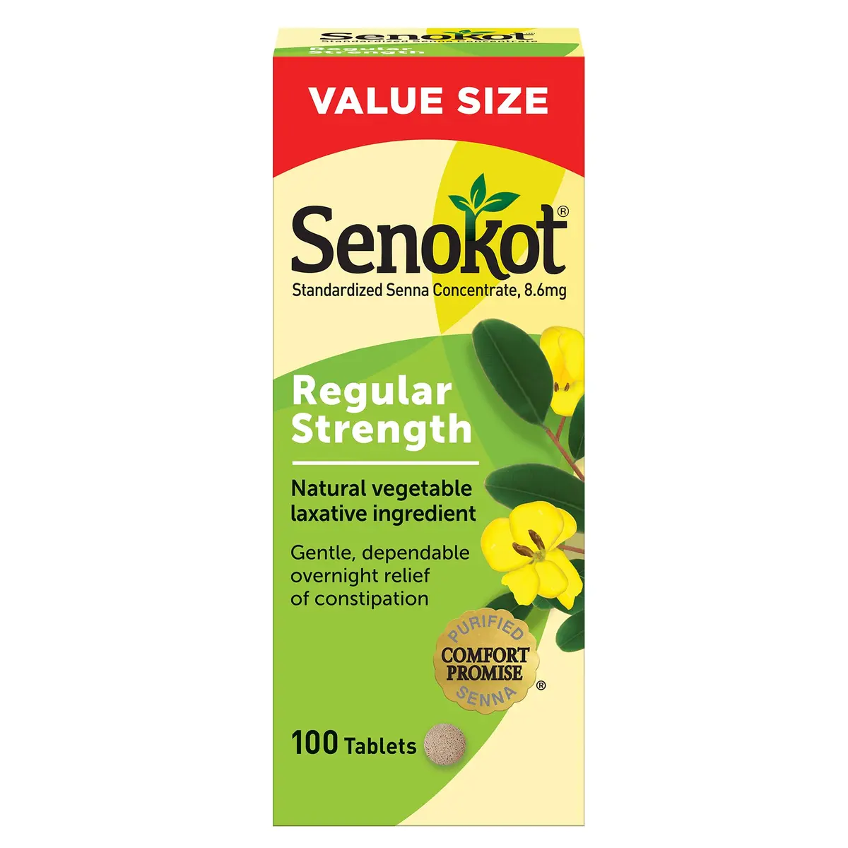 Senokot Regular Strength Laxative Tablets 100 Count | Gentle Overnight Relief from Occasional Constipation - main product image