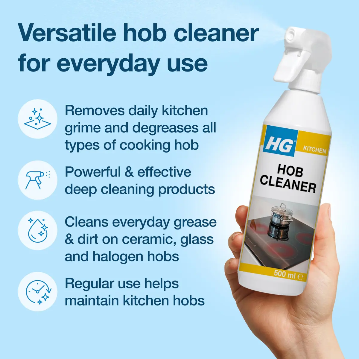 HG ceramic hob daily cleaner 72 Fl Oz | All-purpose ceramic hob cleaner for daily use in Indian kitchens - view 2