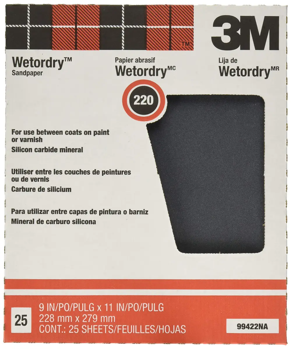 3M Pro-Pak Wetordry Sanding Sheets, 9 in. x 11 in., 200A Grit, 25 sheets | Silicon Carbide, Waterproof Finish - main product image